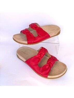 Vionic Elara Sandals Red Leather Women Slides Size 9.5